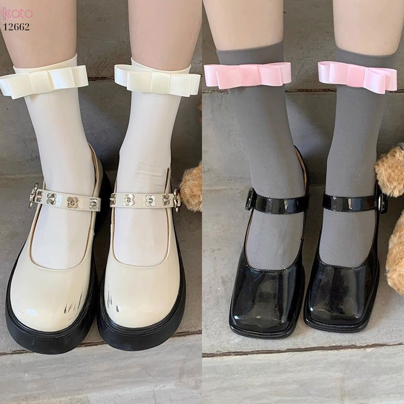 Tất nơ giữa bắp chân,tất nhung mỏng mùa hè phong cách Nhật Bản 12662