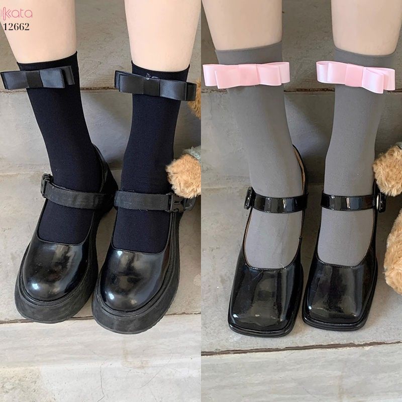 Tất nơ giữa bắp chân,tất nhung mỏng mùa hè phong cách Nhật Bản 12662