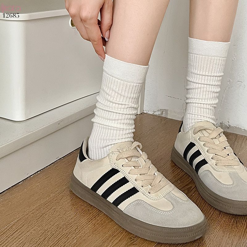 Tất trơn nữ thu đông 100% cotton thấm hút mồ hôi,tất giữa bắp chân thoáng khí 12685