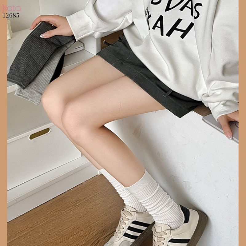 Tất trơn nữ thu đông 100% cotton thấm hút mồ hôi,tất giữa bắp chân thoáng khí 12685
