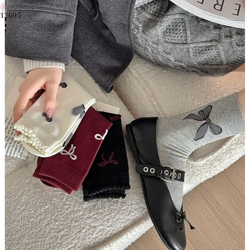 Tất nữ thu đông cao cấp,tất bông cottton không đường may 12695