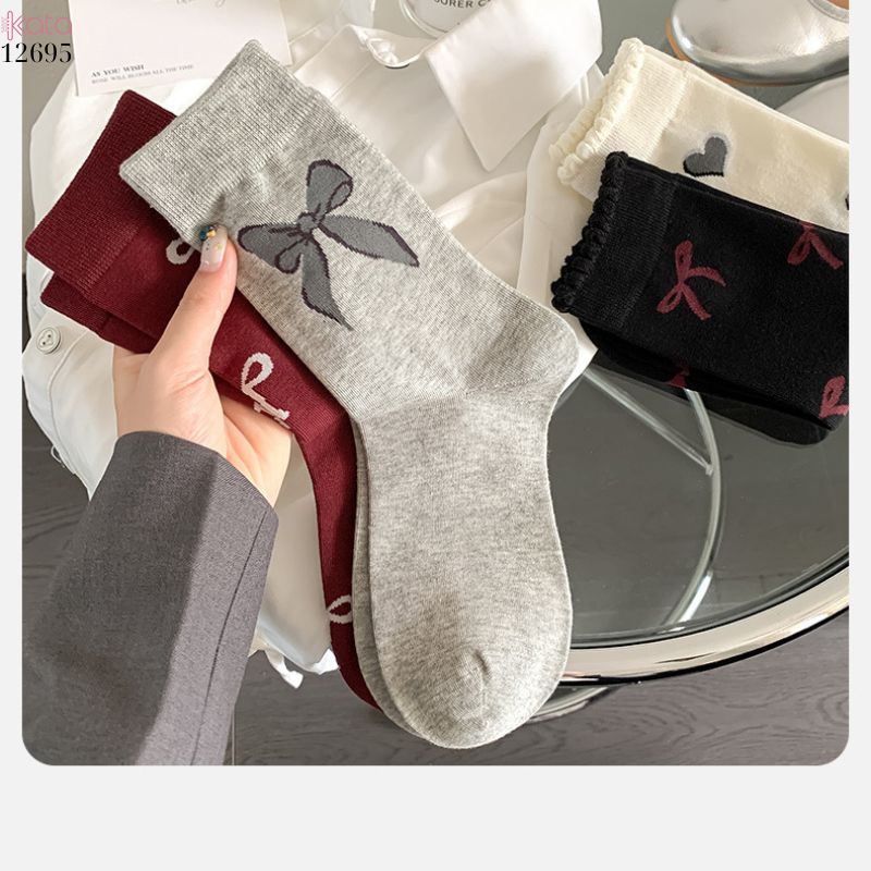 Tất nữ thu đông cao cấp,tất bông cottton không đường may 12695