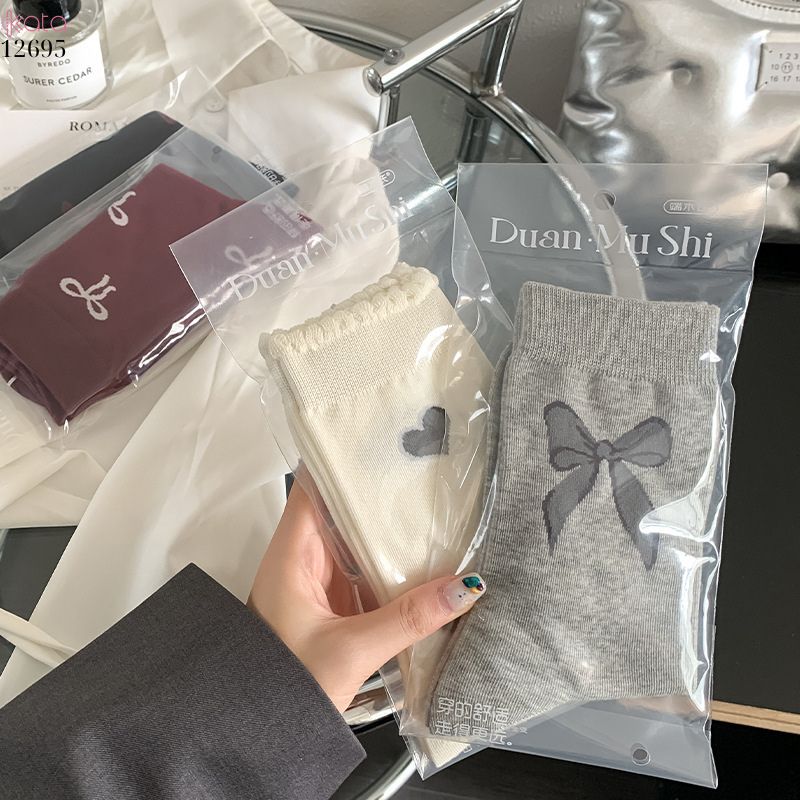 Tất nữ thu đông cao cấp,tất bông cottton không đường may 12695