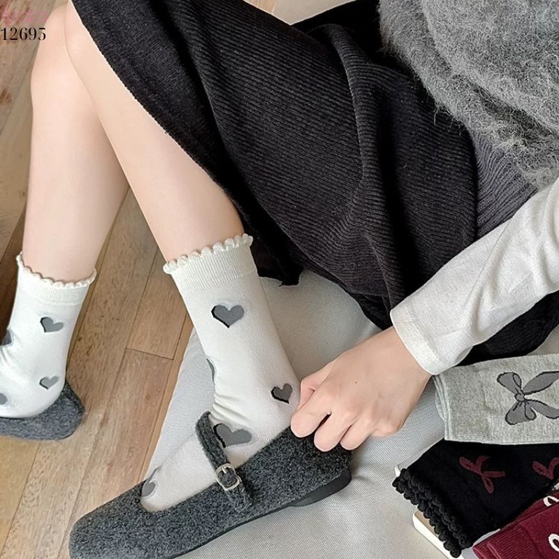 Tất nữ thu đông cao cấp,tất bông cottton không đường may 12695