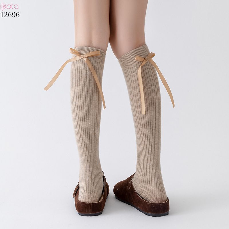 Tất nơ dày cao cấp,tất thu đông đi bốt,chất liệu bông cotton không đường may 12696