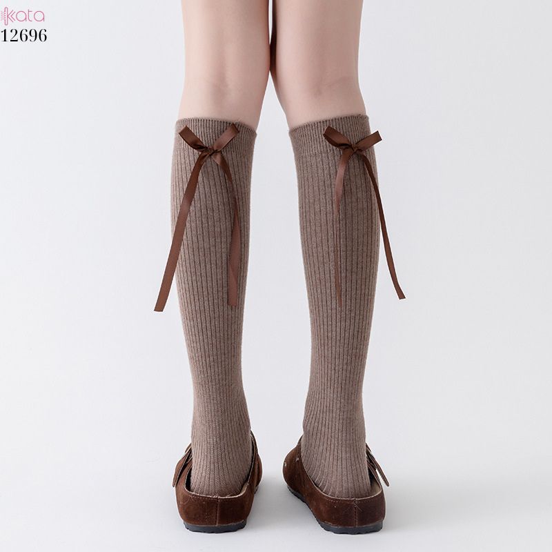 Tất nơ dày cao cấp,tất thu đông đi bốt,chất liệu bông cotton không đường may 12696