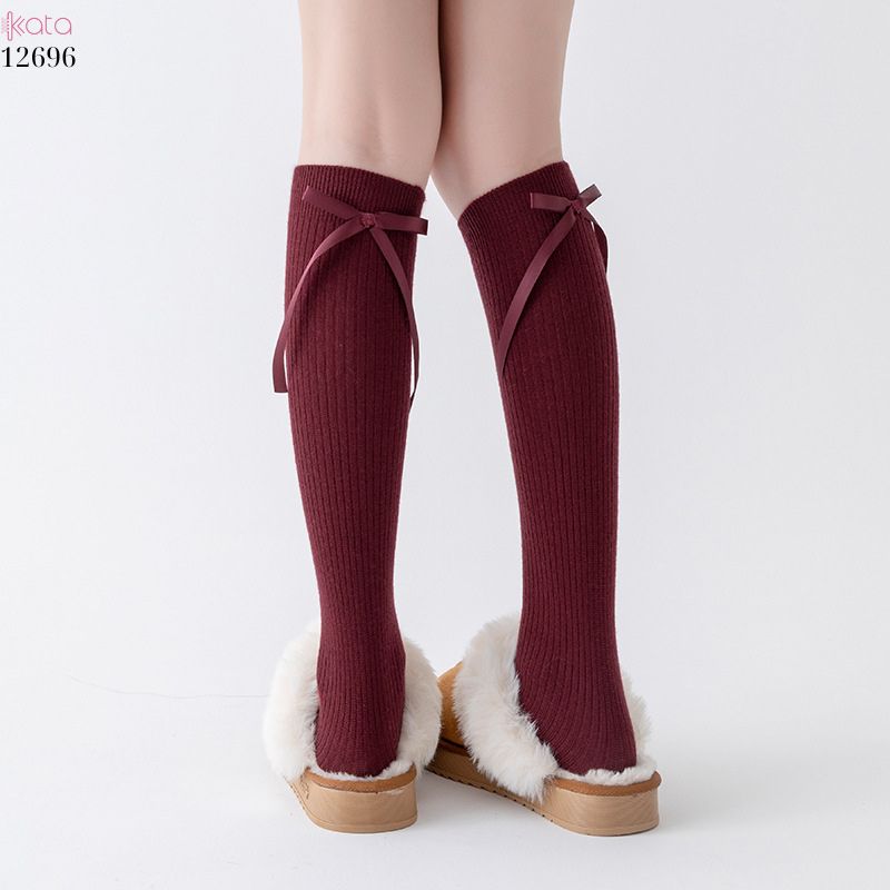 Tất nơ dày cao cấp,tất thu đông đi bốt,chất liệu bông cotton không đường may 12696