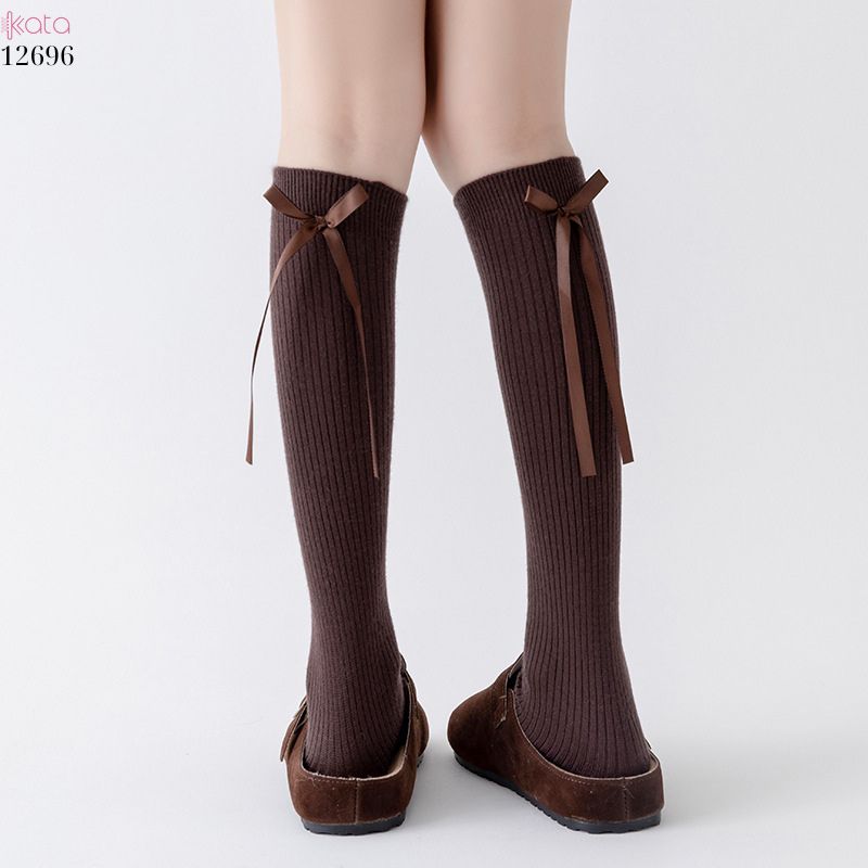 Tất nơ dày cao cấp,tất thu đông đi bốt,chất liệu bông cotton không đường may 12696