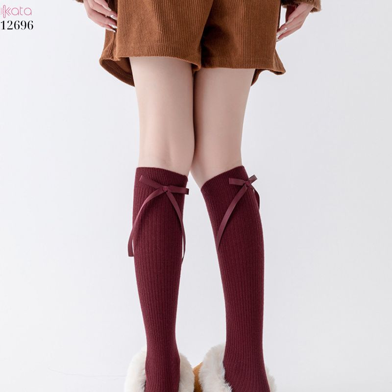 Tất nơ dày cao cấp,tất thu đông đi bốt,chất liệu bông cotton không đường may 12696