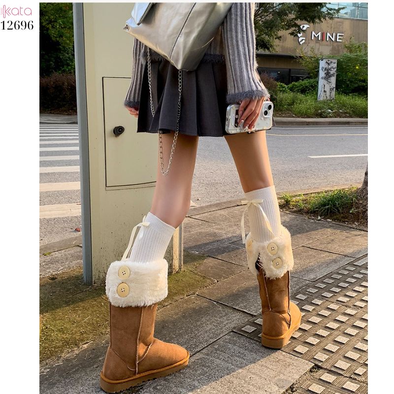 Tất nơ dày cao cấp,tất thu đông đi bốt,chất liệu bông cotton không đường may 12696