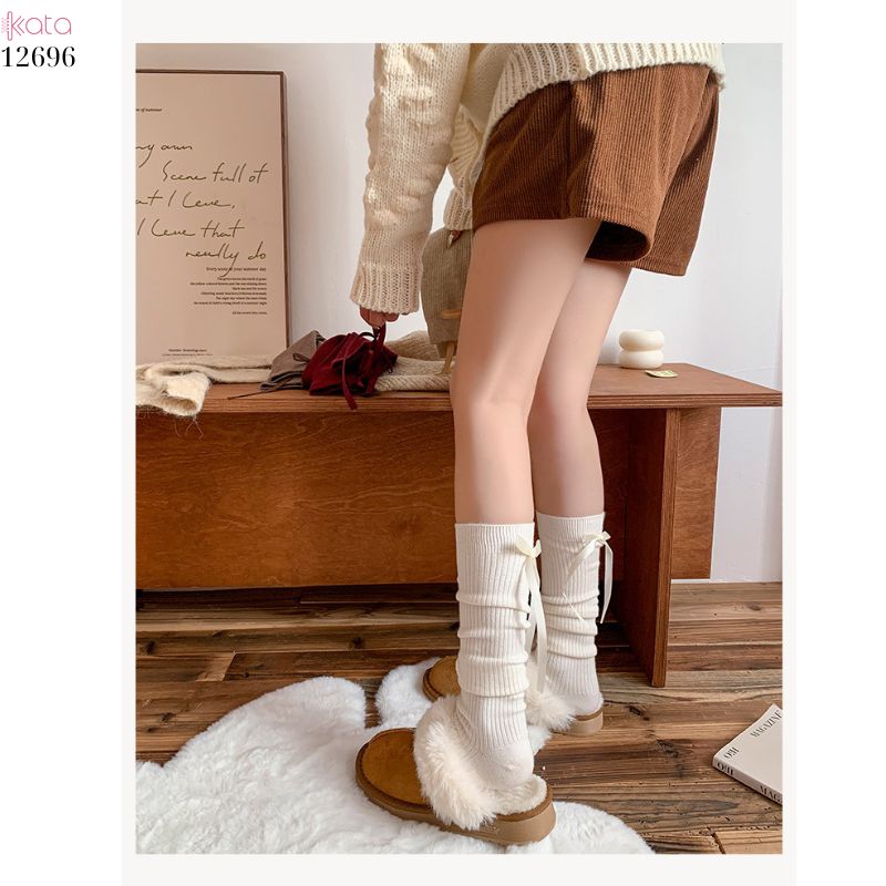 Tất nơ dày cao cấp,tất thu đông đi bốt,chất liệu bông cotton không đường may 12696