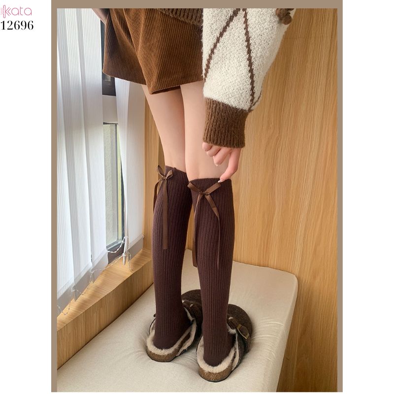 Tất nơ dày cao cấp,tất thu đông đi bốt,chất liệu bông cotton không đường may 12696