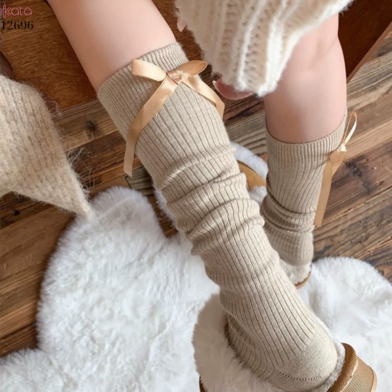 Tất nơ dày cao cấp,tất thu đông đi bốt,chất liệu bông cotton không đường may 12696