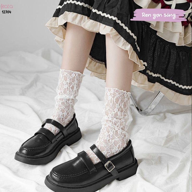 Tất ren mỏng trong suốt mùa hè,tất jk giữa bắp chân phong cách Nhật Bản nữ 12704