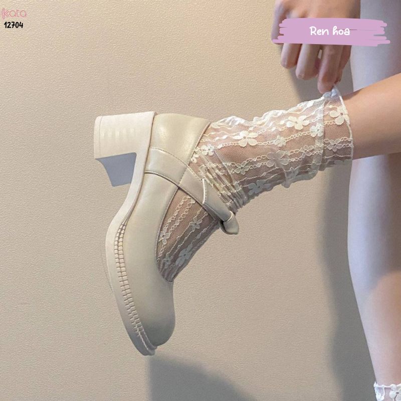 Tất ren mỏng trong suốt mùa hè,tất jk giữa bắp chân phong cách Nhật Bản nữ 12704