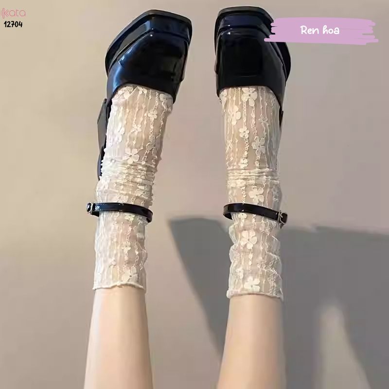 Tất ren mỏng trong suốt mùa hè,tất jk giữa bắp chân phong cách Nhật Bản nữ 12704