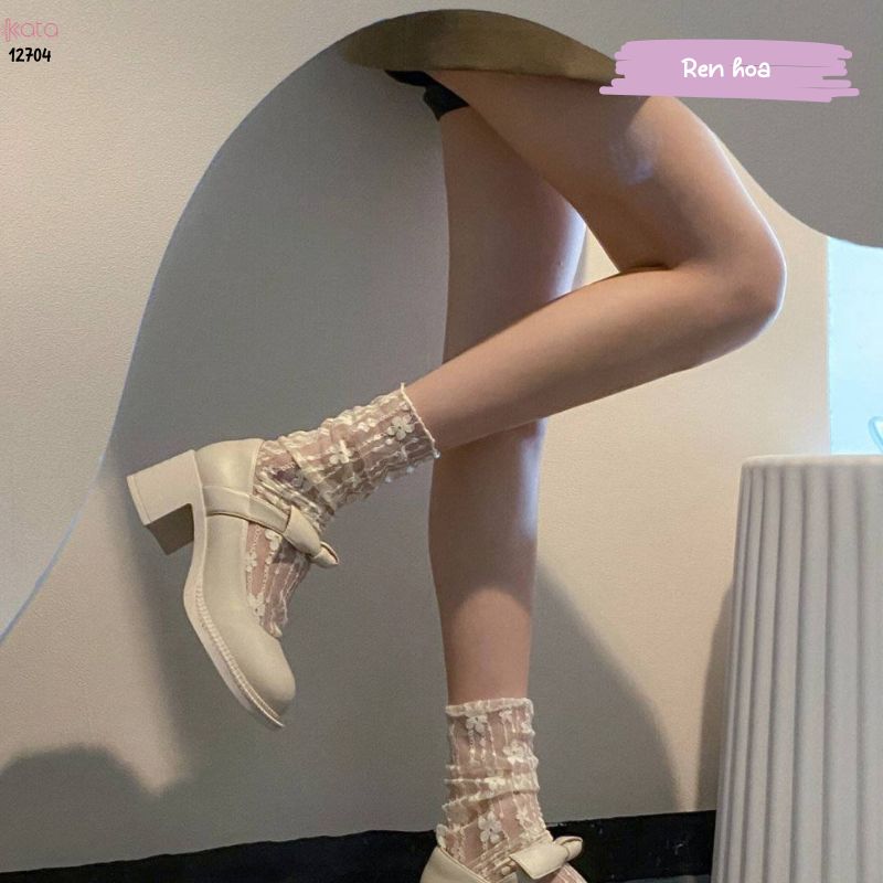 Tất ren mỏng trong suốt mùa hè,tất jk giữa bắp chân phong cách Nhật Bản nữ 12704