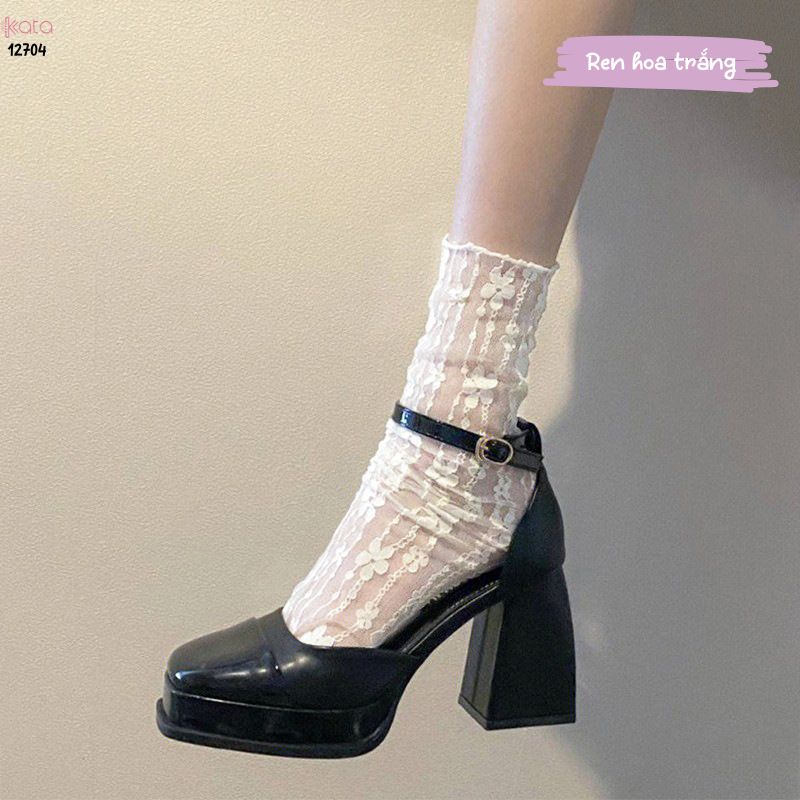 Tất ren mỏng trong suốt mùa hè,tất jk giữa bắp chân phong cách Nhật Bản nữ 12704