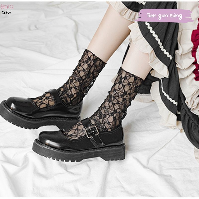 Tất ren mỏng trong suốt mùa hè,tất jk giữa bắp chân phong cách Nhật Bản nữ 12704