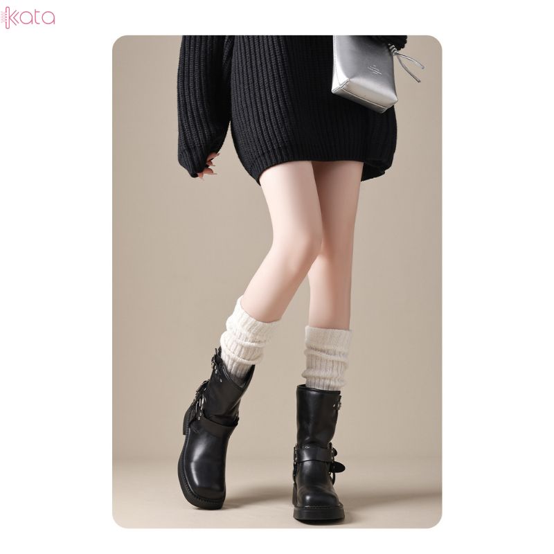 Ống tất giữ ấm thu đông,tất dệt kim đi bốt chống trượt,chống masat 12711