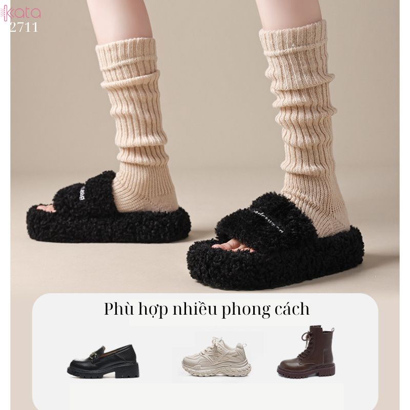 Ống tất giữ ấm thu đông,tất dệt kim đi bốt chống trượt,chống masat 12711