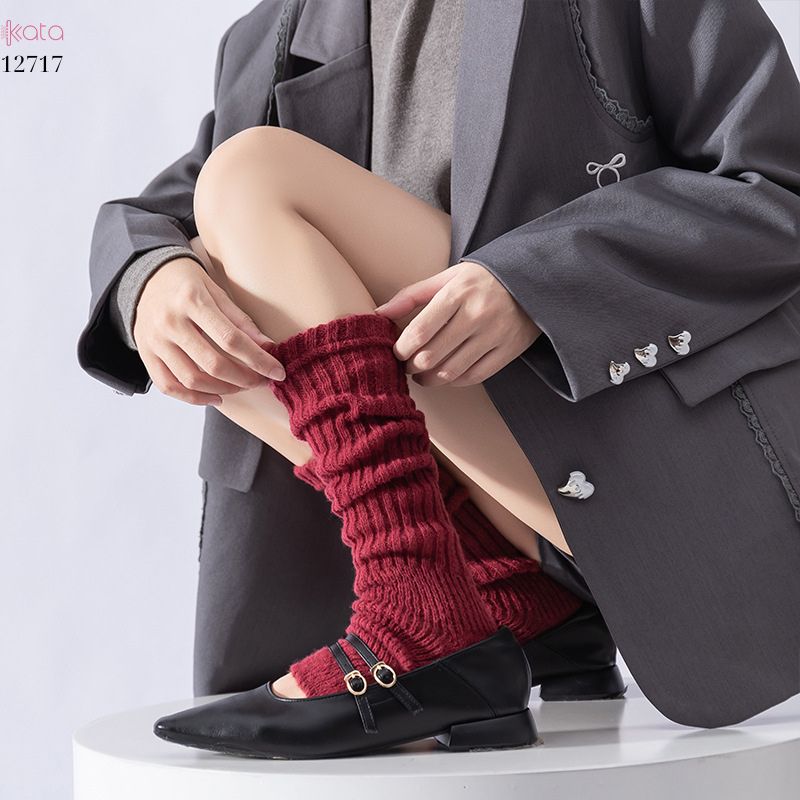Ống tất giữ ấm thu đông Y2K ,tất dệt kim đi bốt thời trang đa năng 12717