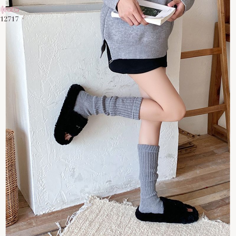 Ống tất giữ ấm thu đông Y2K ,tất dệt kim đi bốt thời trang đa năng 12717
