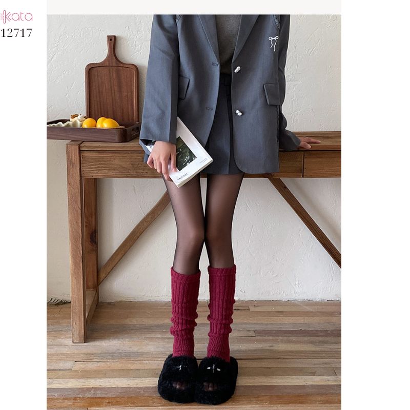 Ống tất giữ ấm thu đông Y2K ,tất dệt kim đi bốt thời trang đa năng 12717