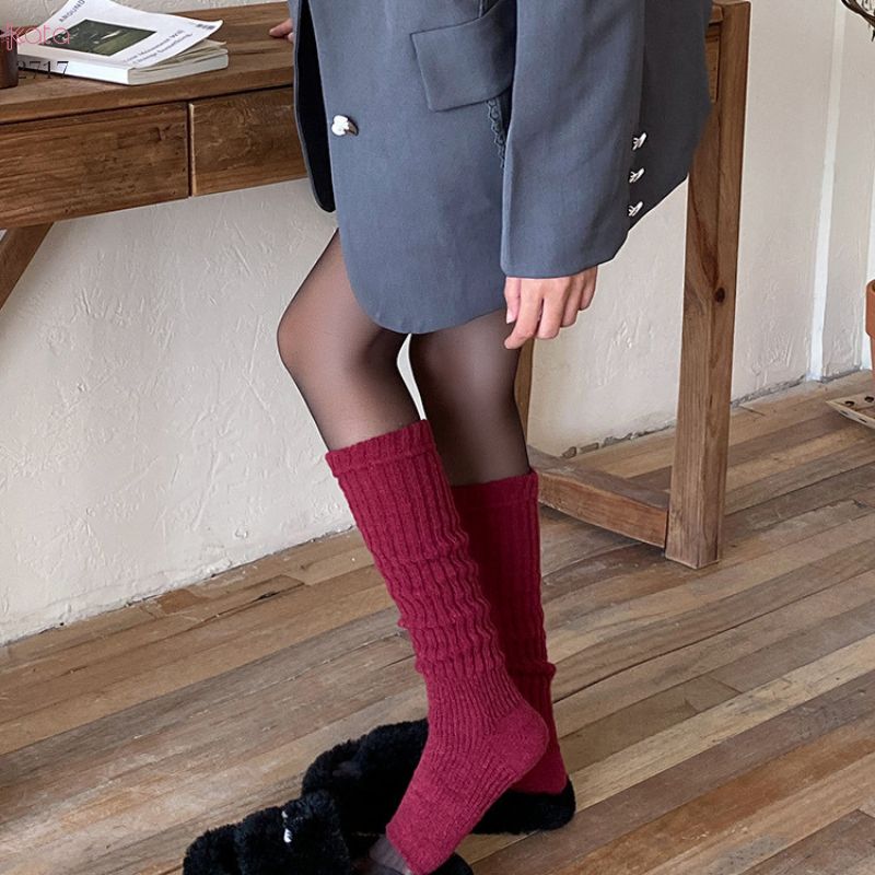 Ống tất giữ ấm thu đông Y2K ,tất dệt kim đi bốt thời trang đa năng 12717