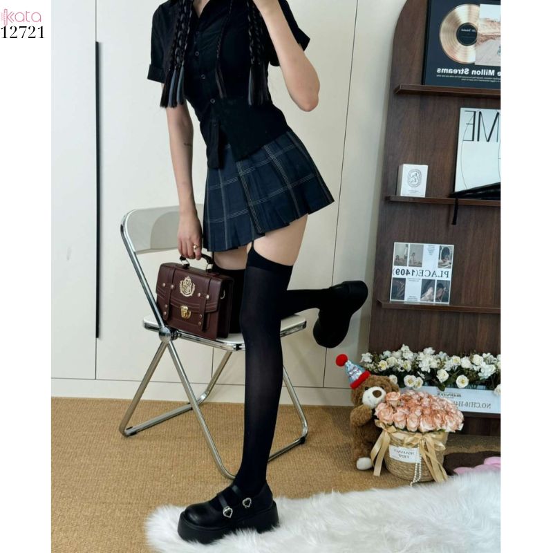 Tất treo dài qua đầu gối cá tính,tất nhung mỏng mờ chống trượt,chống tuột 12721