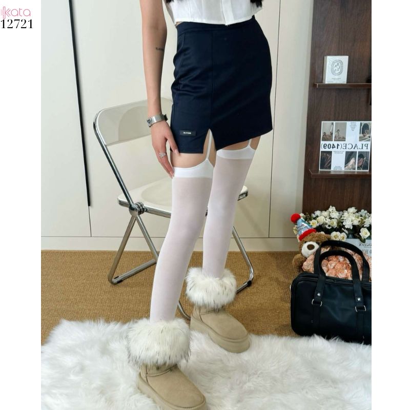 Tất treo dài qua đầu gối cá tính,tất nhung mỏng mờ chống trượt,chống tuột 12721
