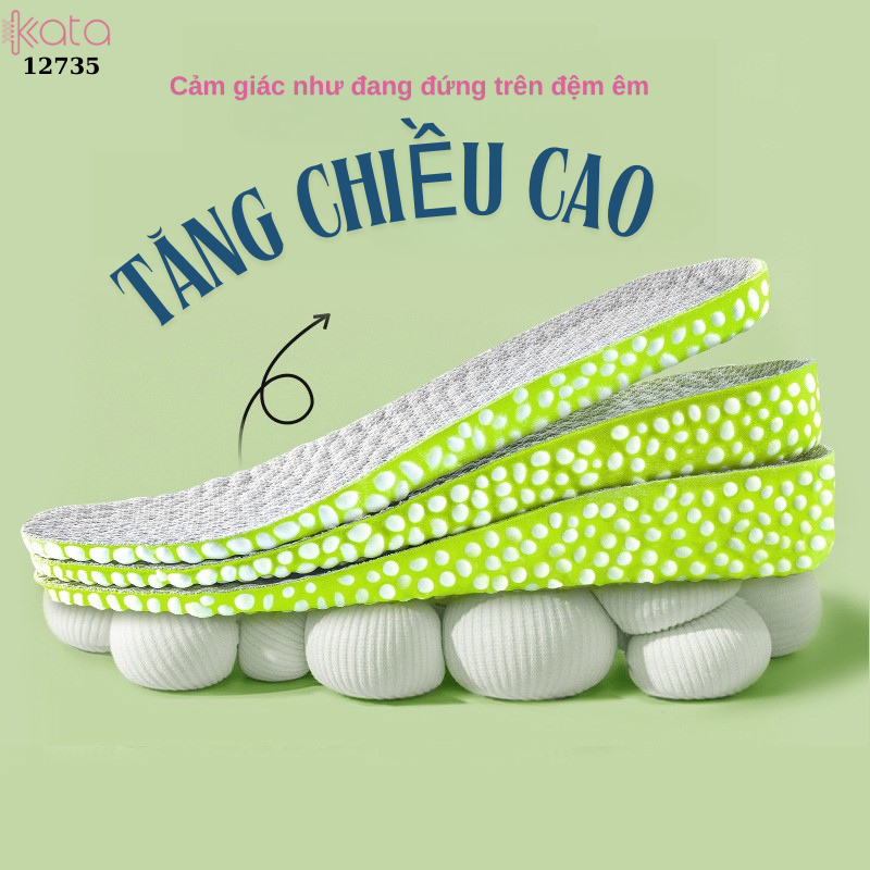 Lót giày tăng chiều cao,thoáng khí mùa hè,giảm xóc đàn hồi cao,lót đệm bốt martin Nam Nữ  12735