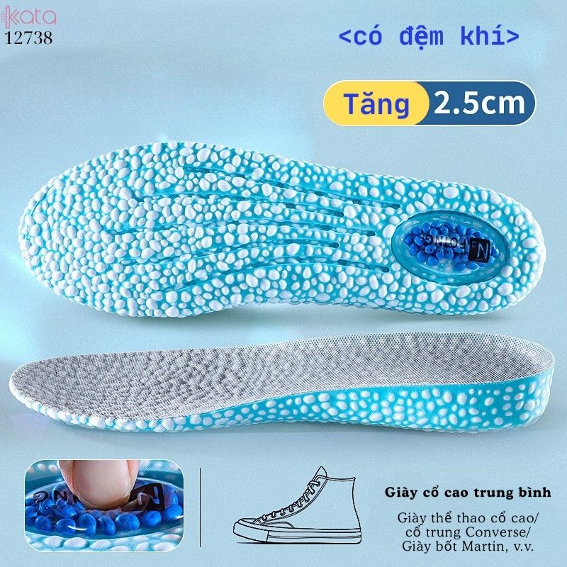 Lót giày tăng chiều cao,đệm khí tăng cường,giảm xóc đàn hồi cao,lót đệm bốt martin Nam Nữ  12738