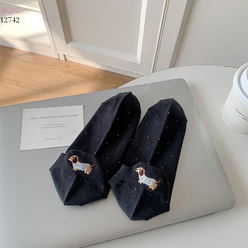 Tất vớ chấm bi bông cao cấp,tất mùa hè thêu hình gót chân phong cách Hàn Quốc  12742