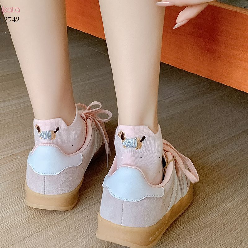 Tất vớ chấm bi bông cao cấp,tất mùa hè thêu hình gót chân phong cách Hàn Quốc  12742