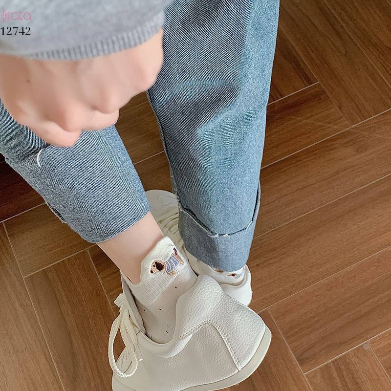 Tất vớ chấm bi bông cao cấp,tất mùa hè thêu hình gót chân phong cách Hàn Quốc  12742