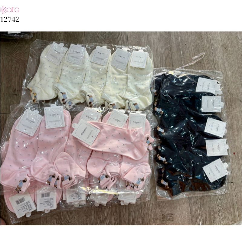 Tất vớ chấm bi bông cao cấp,tất mùa hè thêu hình gót chân phong cách Hàn Quốc  12742