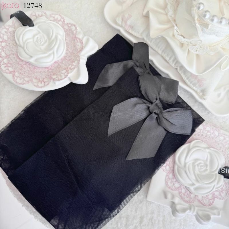 Tất nơ qua gối hình thoi mùa hè,tất trong mỏng phong cách dễ thương 12748