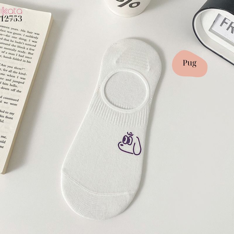 Tất trắng nữ thấm hút mồ hôi,thoáng khí mùa hè,tất thuyền chống tuột gót 12753