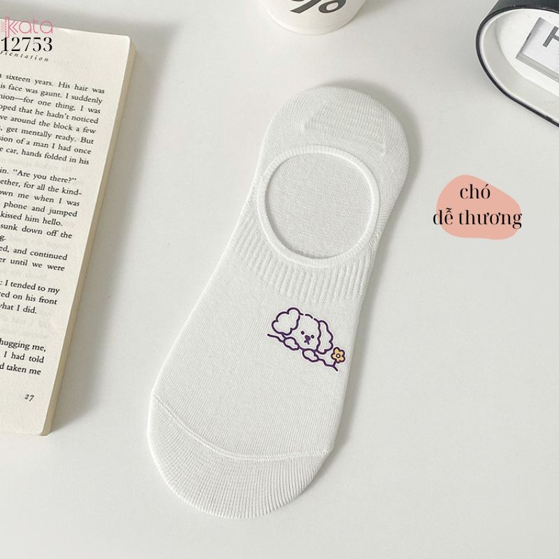 Tất trắng nữ thấm hút mồ hôi,thoáng khí mùa hè,tất thuyền chống tuột gót 12753
