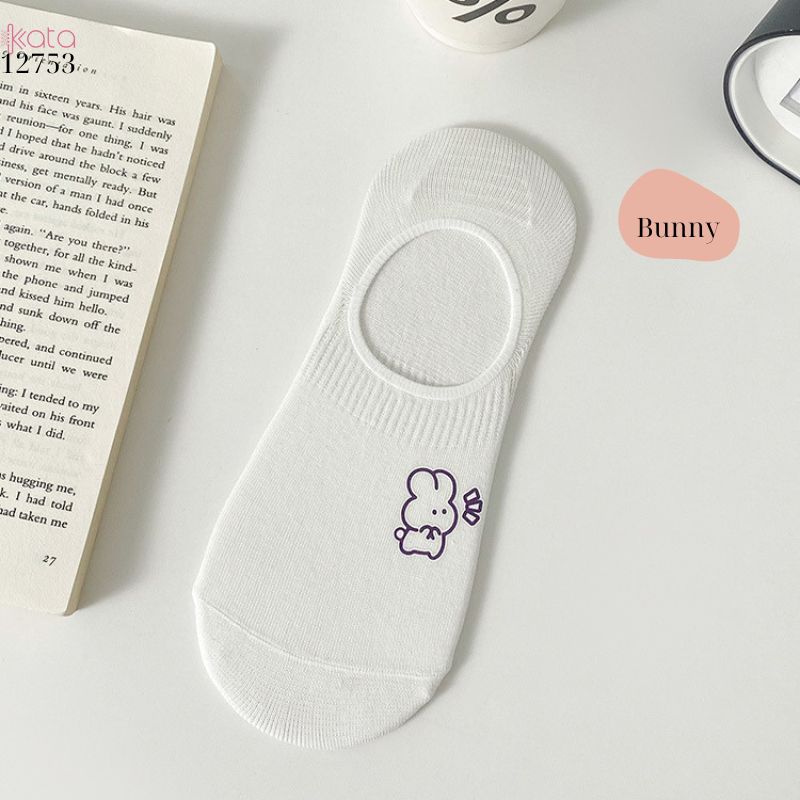 Tất trắng nữ thấm hút mồ hôi,thoáng khí mùa hè,tất thuyền chống tuột gót 12753