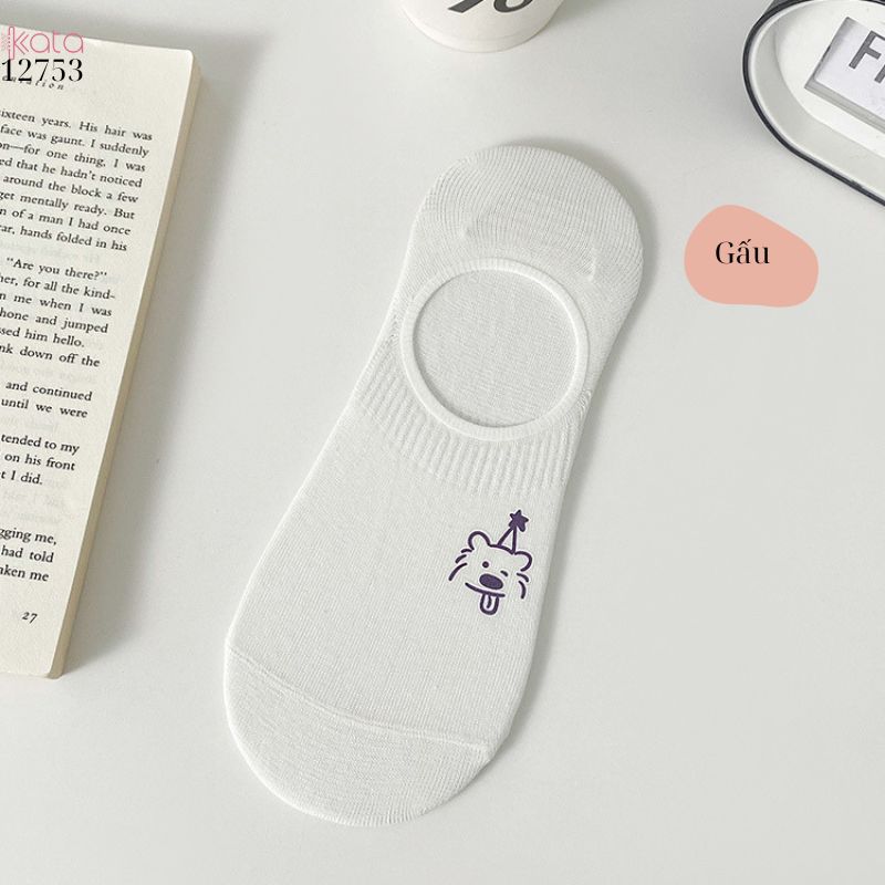 Tất trắng nữ thấm hút mồ hôi,thoáng khí mùa hè,tất thuyền chống tuột gót 12753