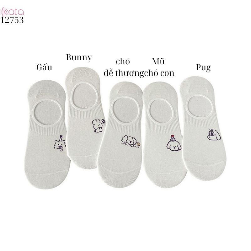 Tất trắng nữ thấm hút mồ hôi,thoáng khí mùa hè,tất thuyền chống tuột gót 12753