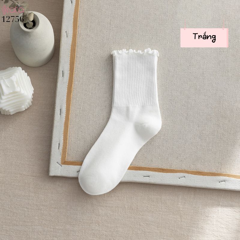 Tất vớ JK viền ren nấm,tất bông mềm mịn thấm hút mồ hôi 12756