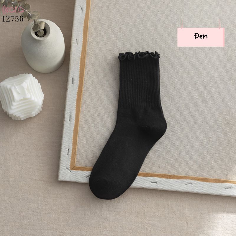 Tất vớ JK viền ren nấm,tất bông mềm mịn thấm hút mồ hôi 12756