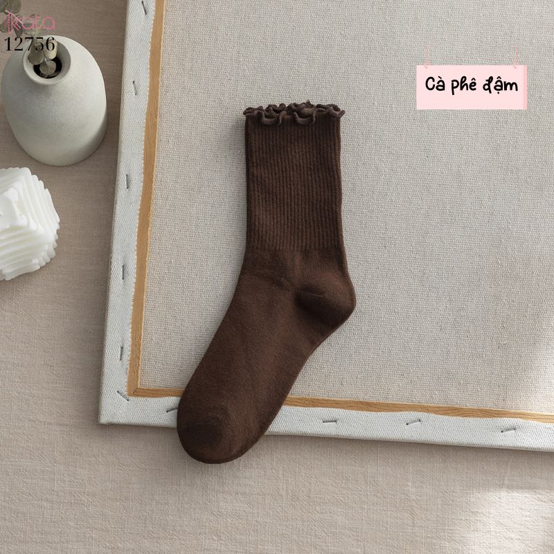 Tất vớ JK viền ren nấm,tất bông mềm mịn thấm hút mồ hôi 12756