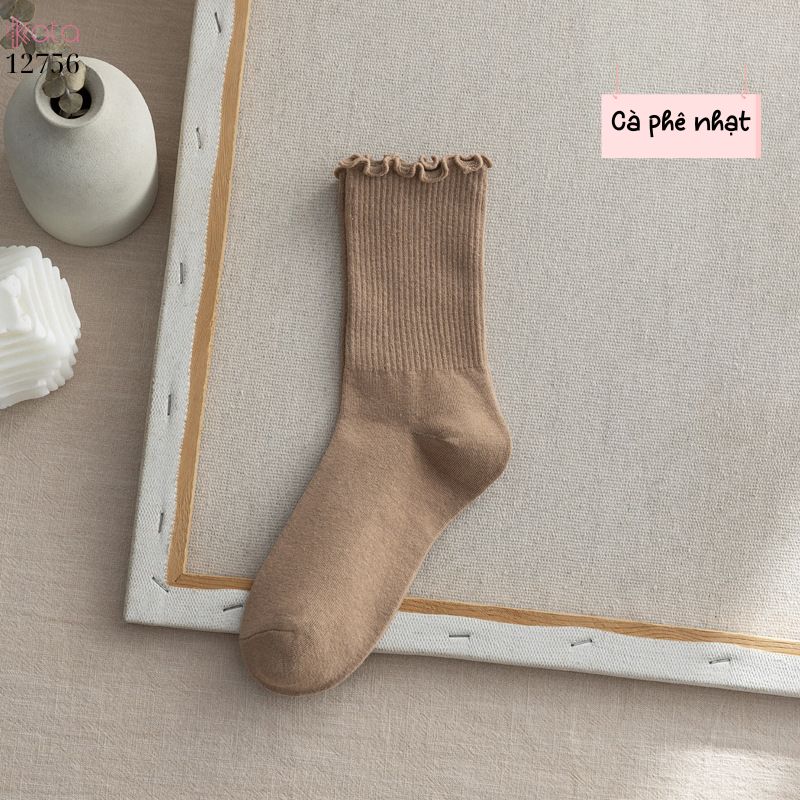 Tất vớ JK viền ren nấm,tất bông mềm mịn thấm hút mồ hôi 12756