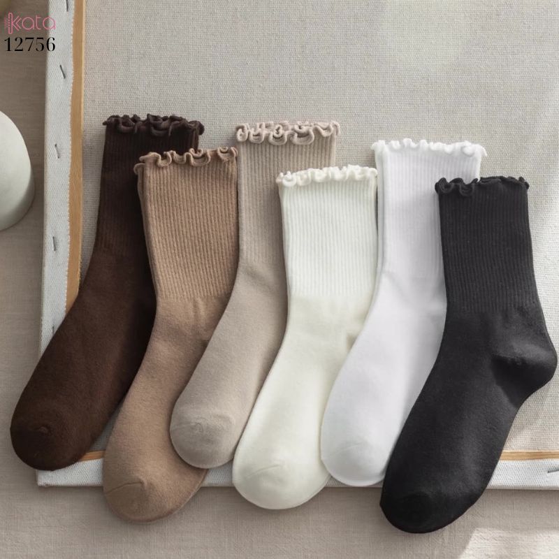 Tất vớ JK viền ren nấm,tất bông mềm mịn thấm hút mồ hôi 12756