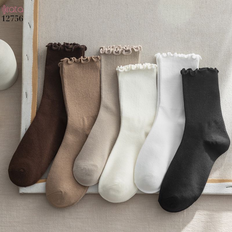 Tất vớ JK viền ren nấm,tất bông mềm mịn thấm hút mồ hôi 12756