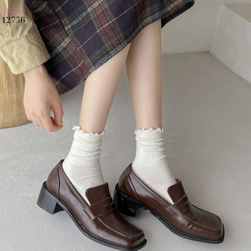 Tất vớ JK viền ren nấm,tất bông mềm mịn thấm hút mồ hôi 12756